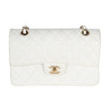 Chanel White Quilted Caviar Small Classic Double Flap Handbag
