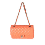 Chanel Orange Quilted Lambskin Medium Classic Double Flap Bag