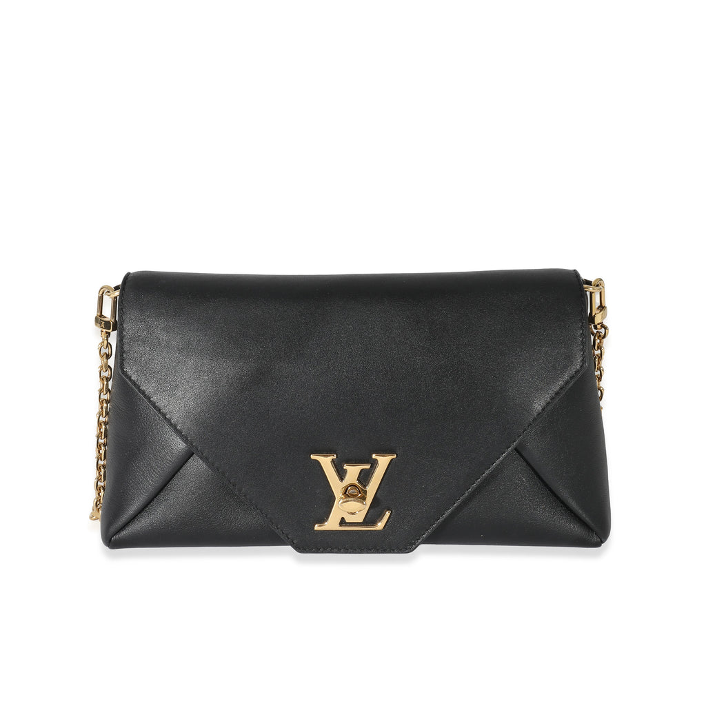 Louis Vuitton Louis Vuitton Black Calfskin Love Note Chain Clutch 