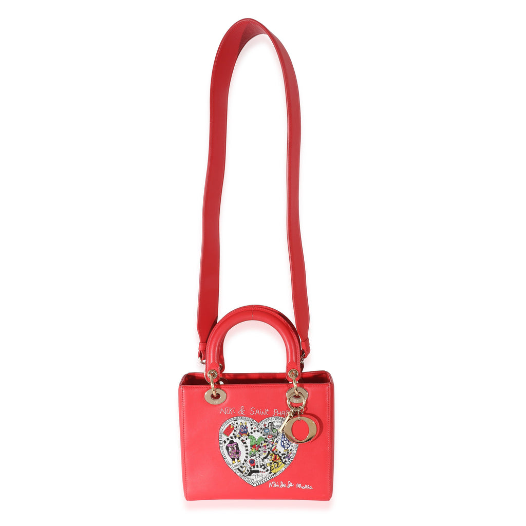 Christian Dior Red Supple Calfskin Niki de Saint Phalle Medium Lady Dior