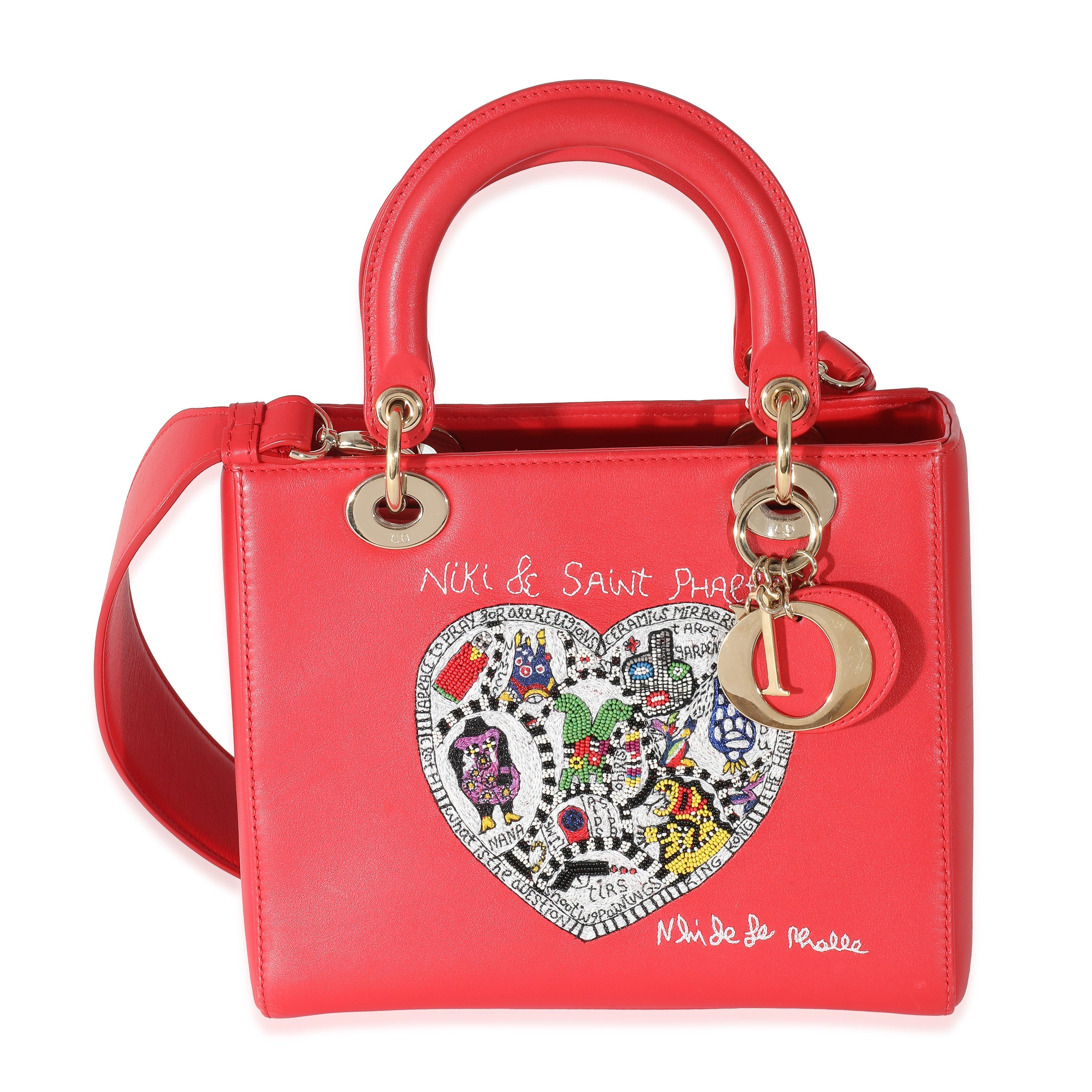 Christian Dior Red Supple Calfskin Niki de Saint Phalle Medium Lady Dior