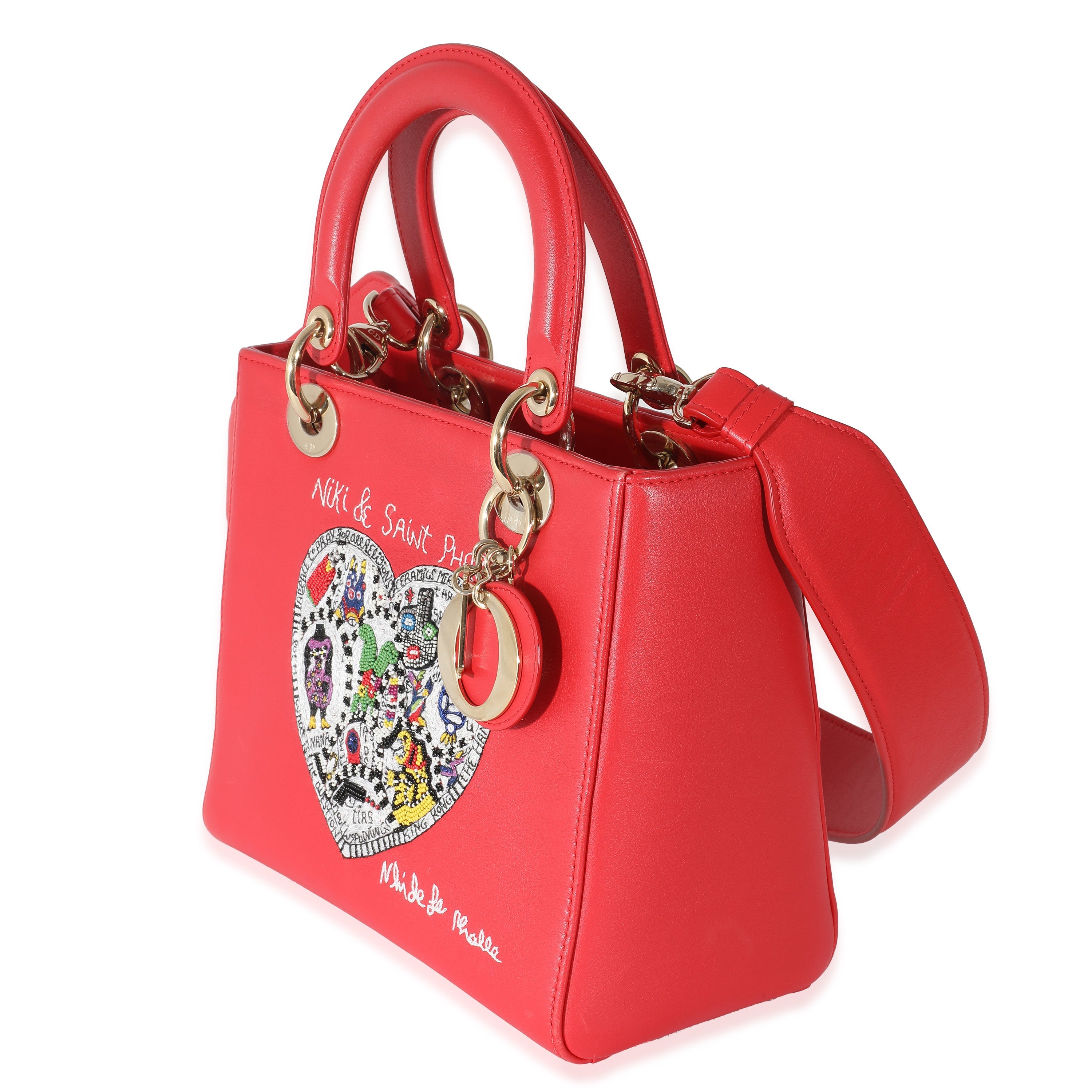 Christian Dior Red Supple Calfskin Niki de Saint Phalle Medium Lady Dior