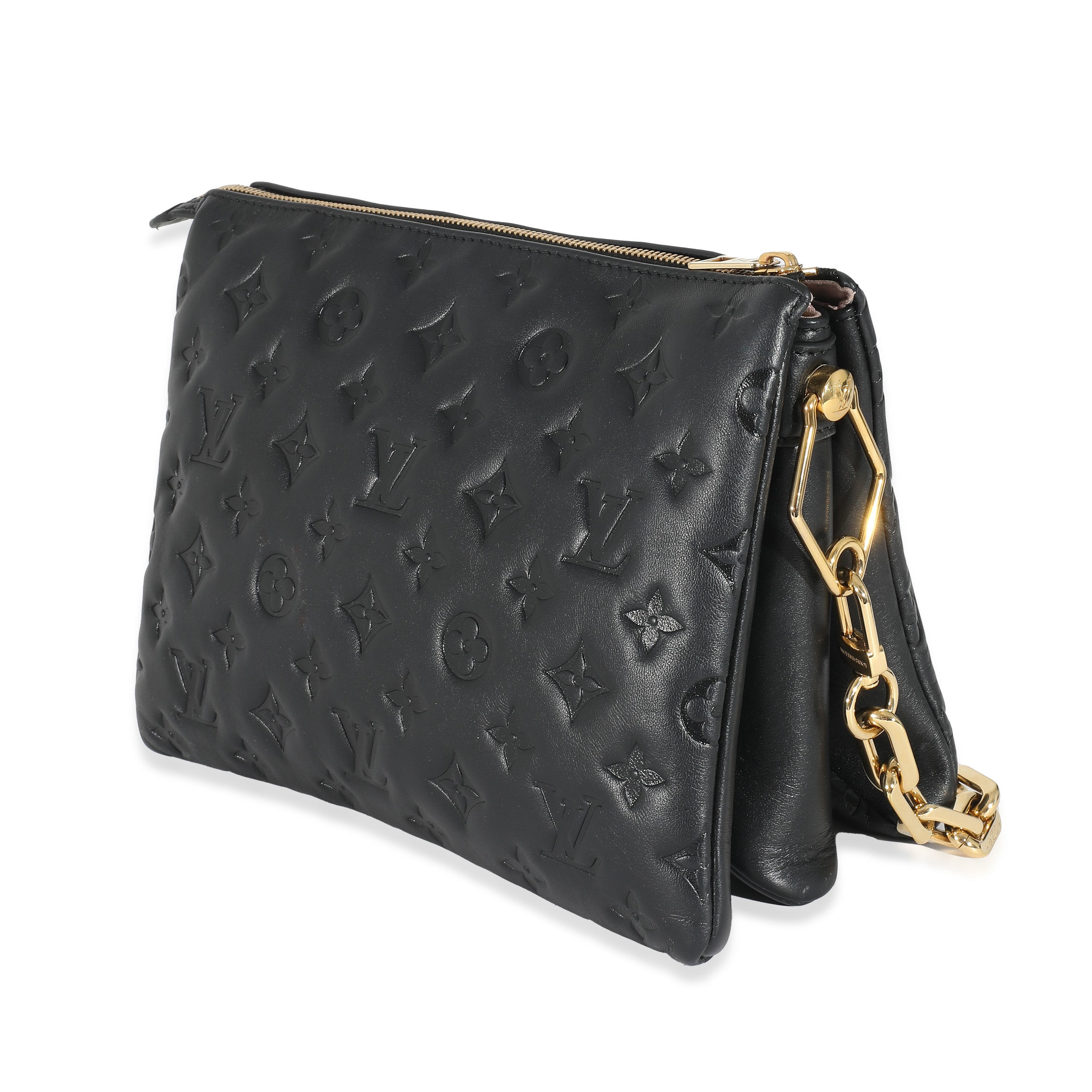Louis Vuitton Louis Vuitton Black Puffy Lambskin Coussin PM