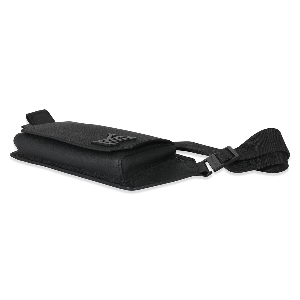 Louis Vuitton Louis Vuitton Black Grained Calfskin Aerogram Takeoff Sling Bag