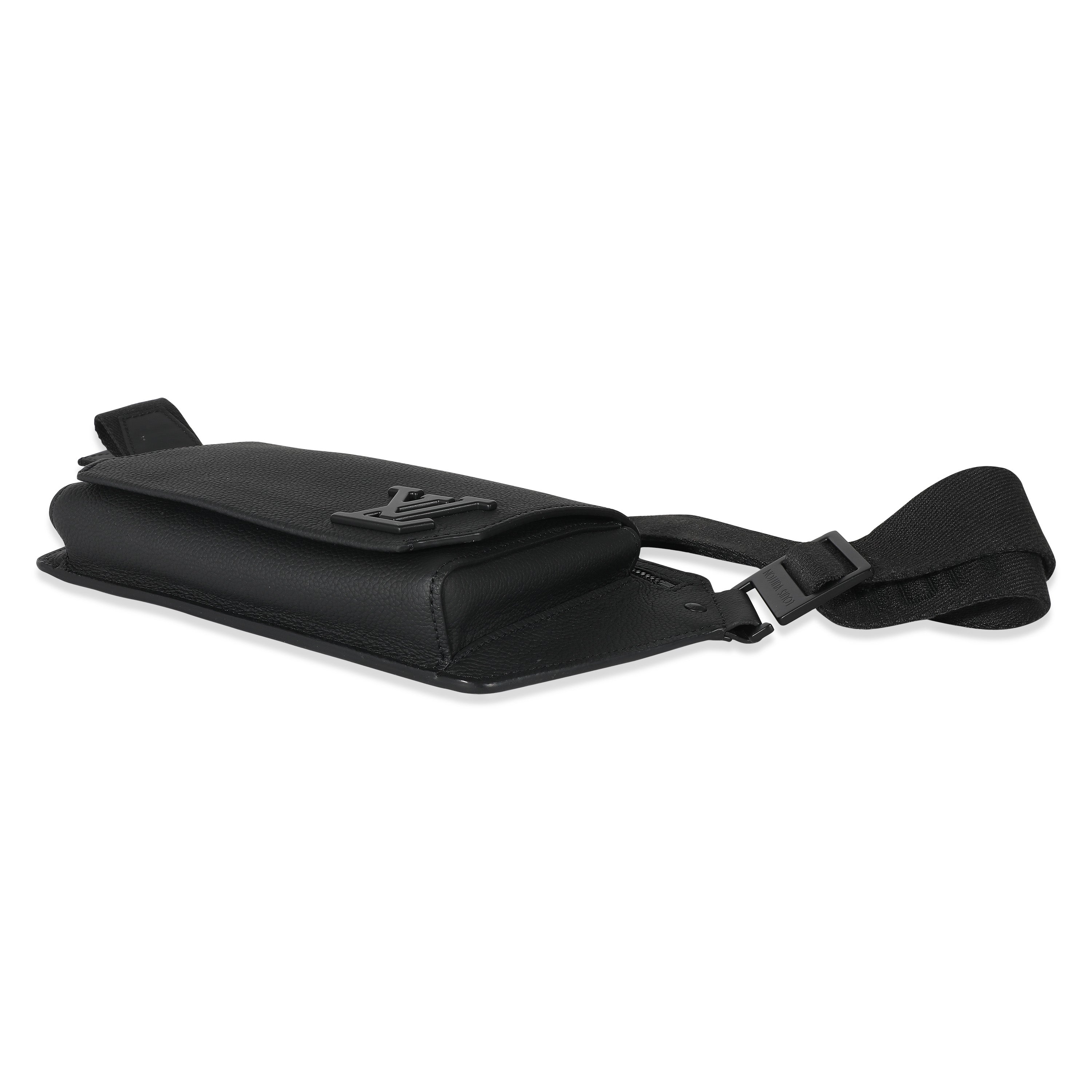 Louis Vuitton Louis Vuitton Black Grained Calfskin Aerogram Takeoff Sling Bag