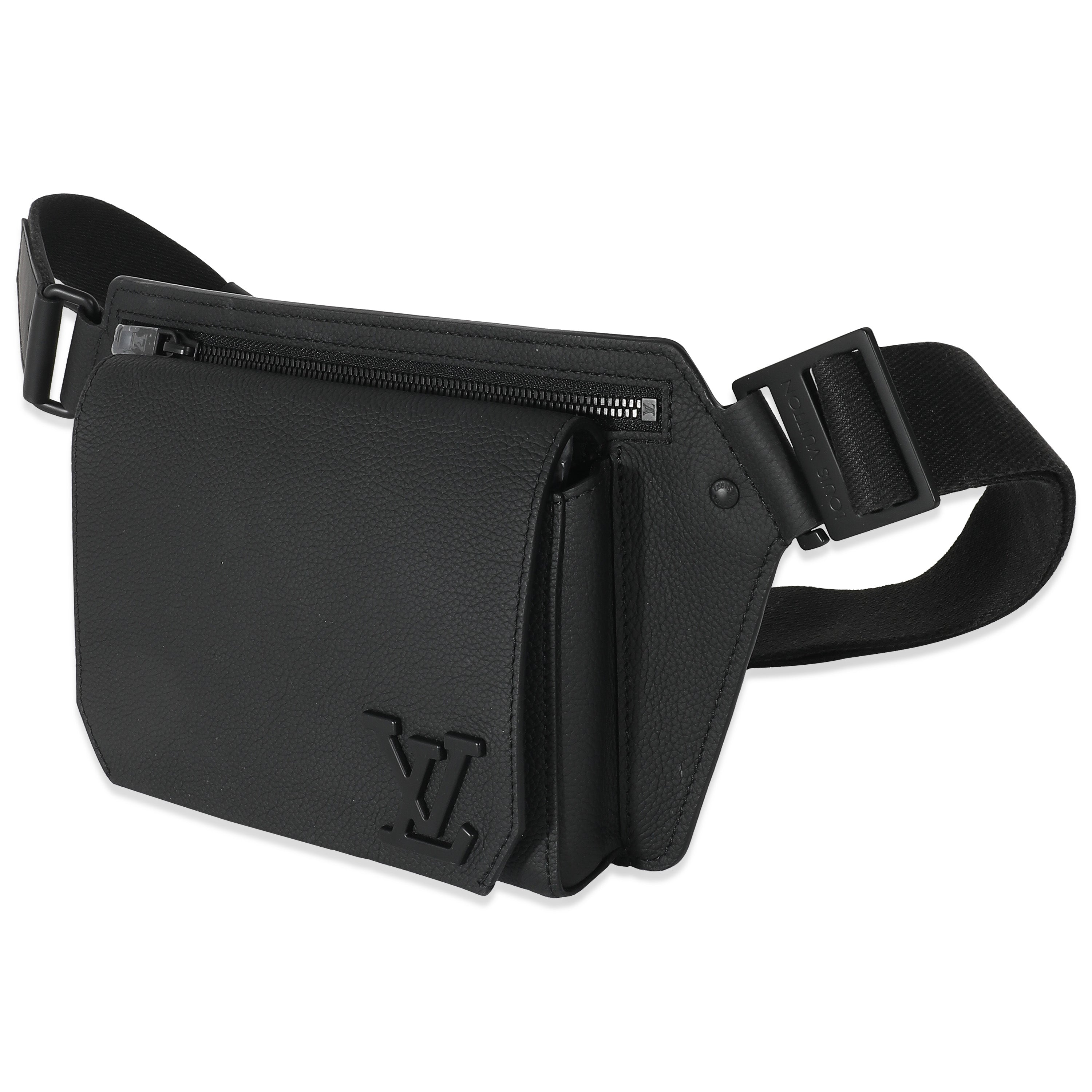 Louis Vuitton Louis Vuitton Black Grained Calfskin Aerogram Takeoff Sling Bag