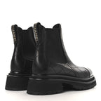 Chanel Calfskin Patent Cap Toe Quilted Short Boots 37 Black