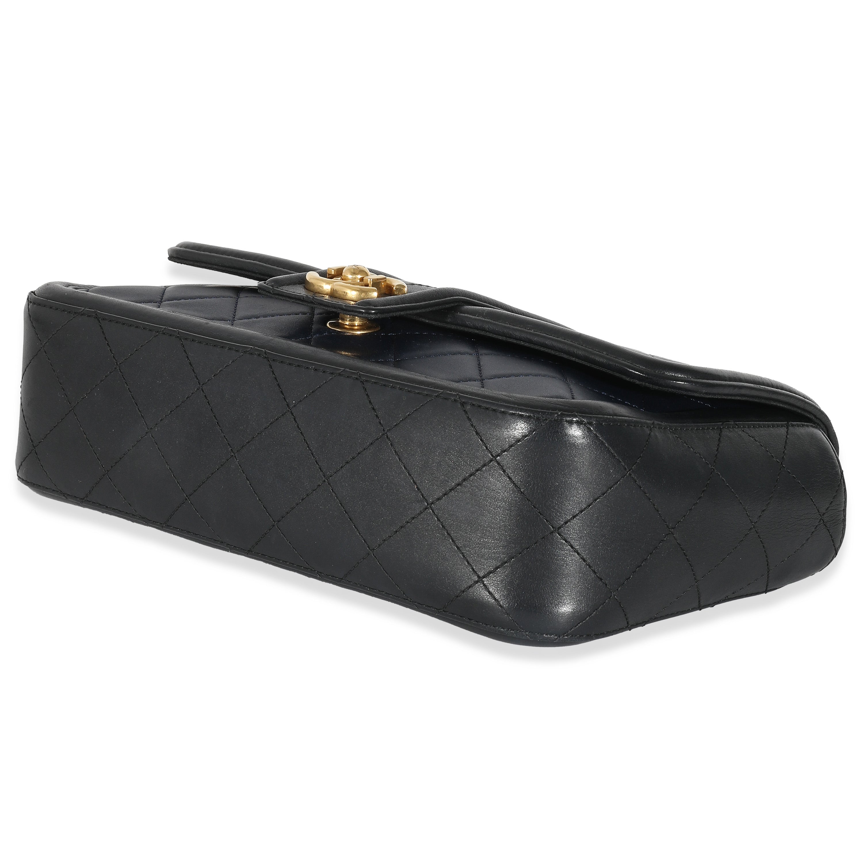 Chanel Navy Black Quilted Lambskin Medium Elegant CC Flap Bag