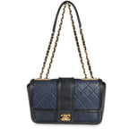 Chanel Navy Black Quilted Lambskin Medium Elegant CC Flap Bag