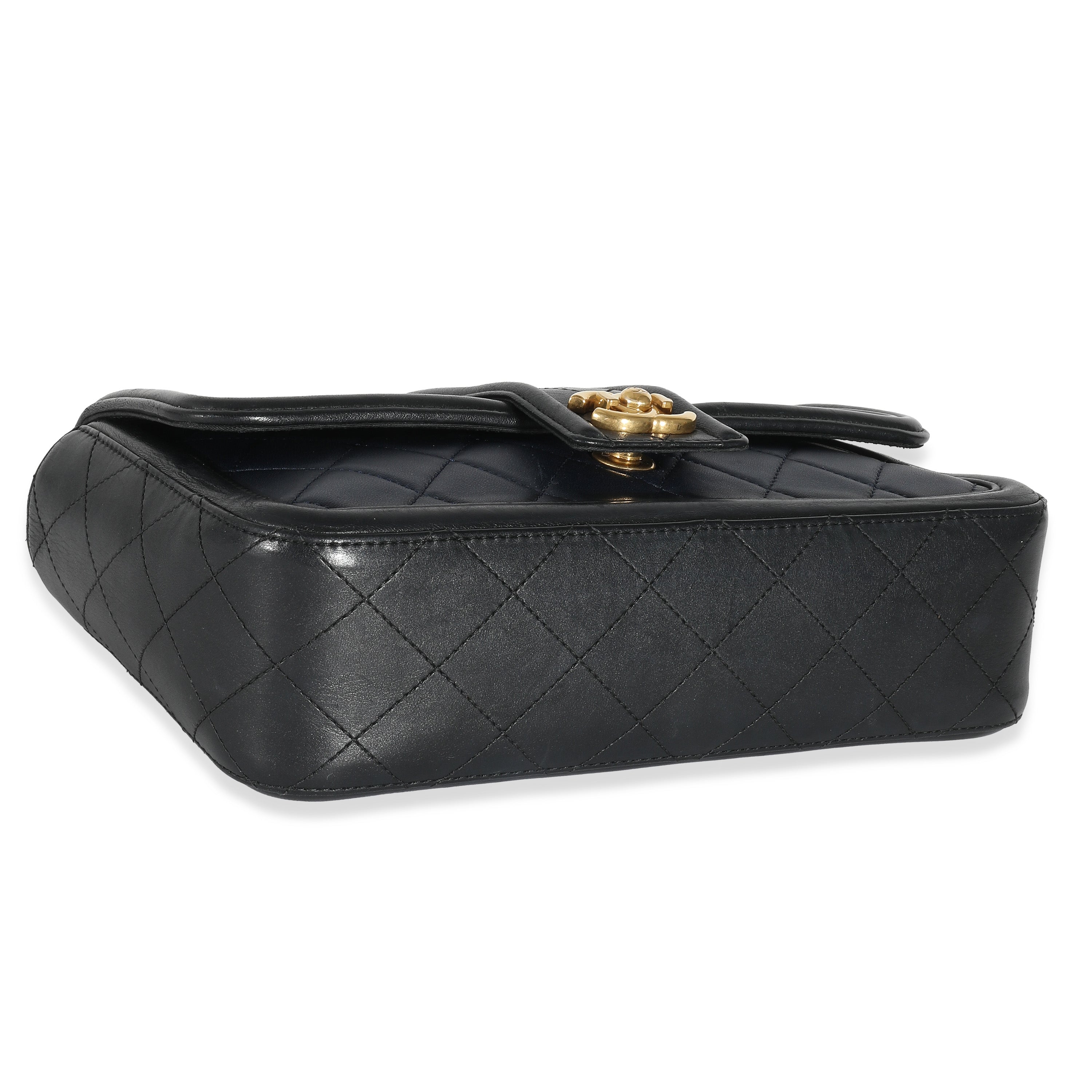 Chanel Navy Black Quilted Lambskin Medium Elegant CC Flap Bag