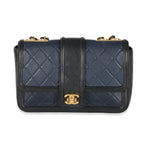 Chanel Navy Black Quilted Lambskin Medium Elegant CC Flap Bag