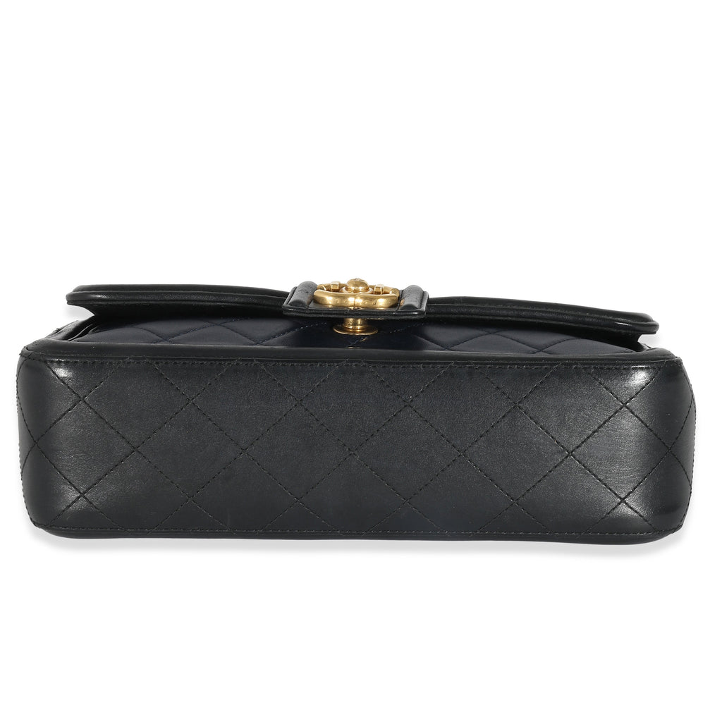 Chanel Navy Black Quilted Lambskin Medium Elegant CC Flap Bag
