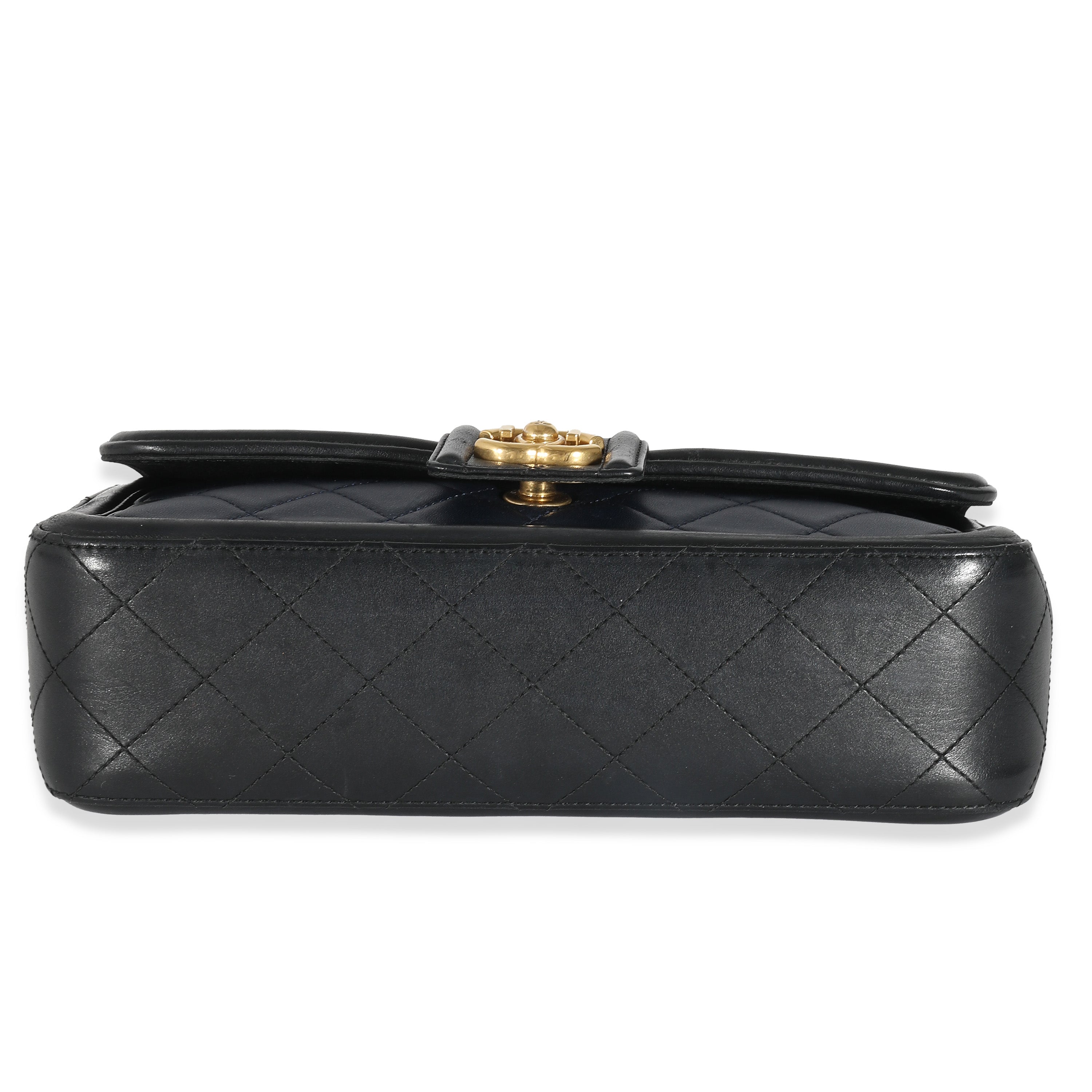 Chanel Navy Black Quilted Lambskin Medium Elegant CC Flap Bag