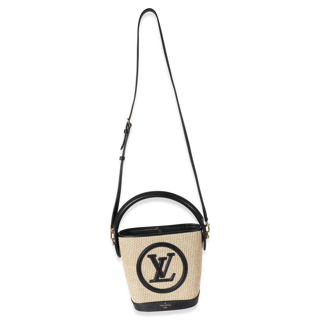 Louis Vuitton Louis Vuitton Black Beige Raffia Petit Bucket Bag
