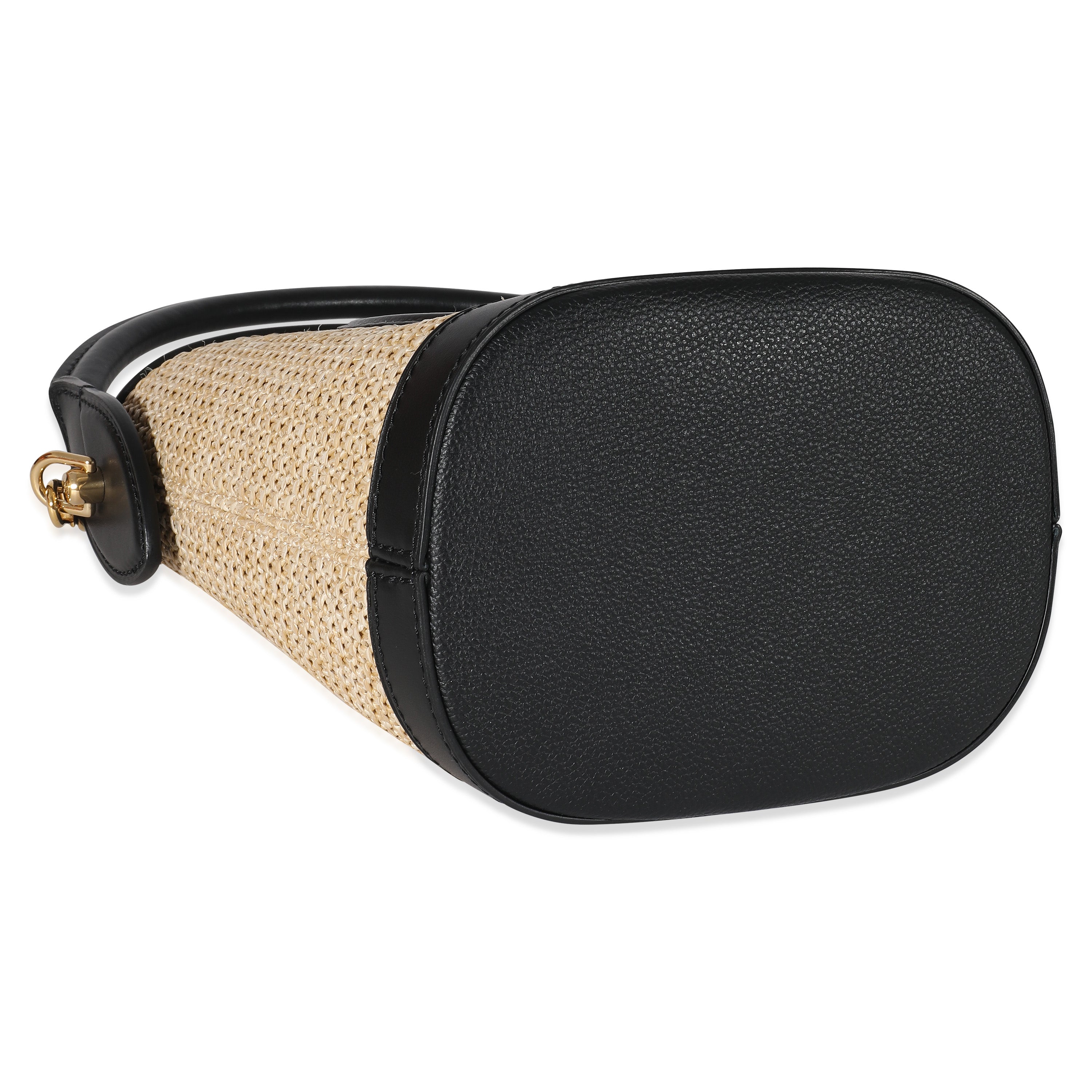 Louis Vuitton Louis Vuitton Black Beige Raffia Petit Bucket Bag