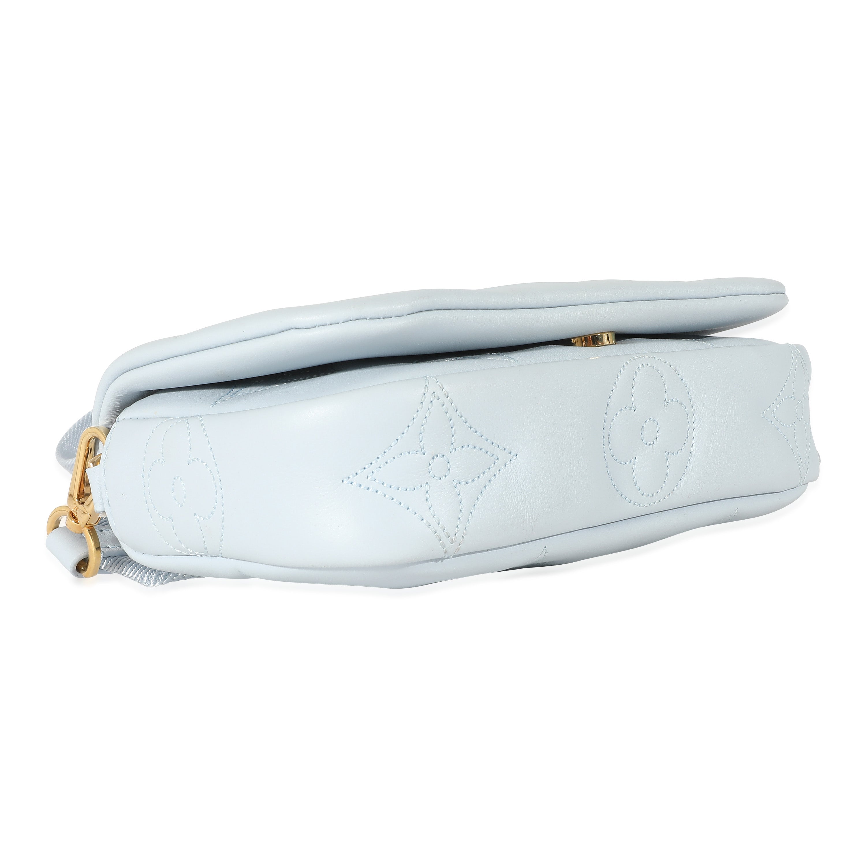 Louis Vuitton Louis Vuitton Bleu Glacier Bubblegram Wallet On Strap