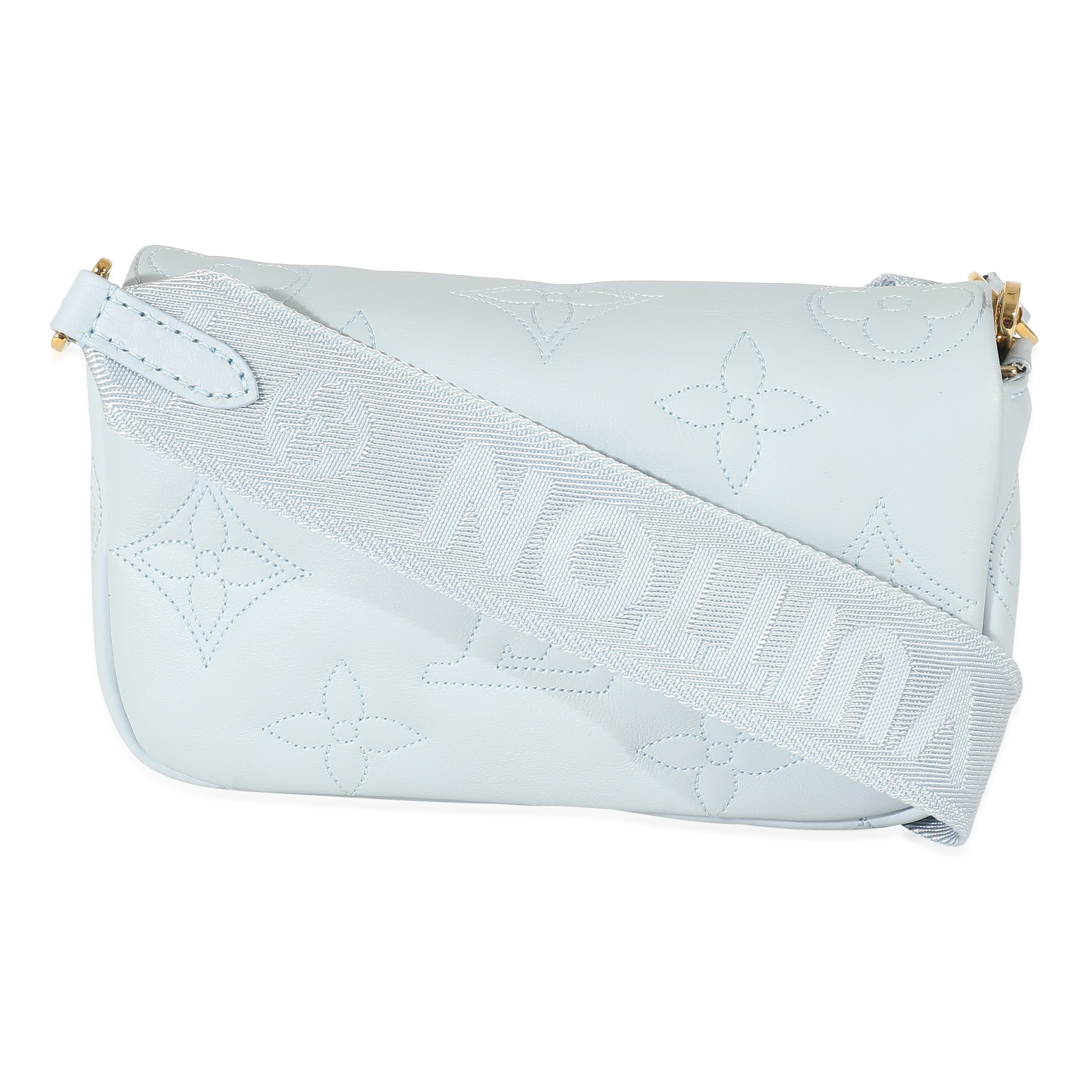 Louis Vuitton Louis Vuitton Bleu Glacier Bubblegram Wallet On Strap
