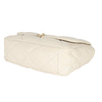 Chanel Ivory Shiny Quilted Lambskin Maxi Chanel 19 Flap Bag