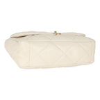 Chanel Ivory Shiny Quilted Lambskin Maxi Chanel 19 Flap Bag