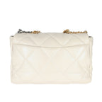 Chanel Ivory Shiny Quilted Lambskin Maxi Chanel 19 Flap Bag