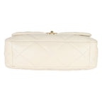 Chanel Ivory Shiny Quilted Lambskin Maxi Chanel 19 Flap Bag
