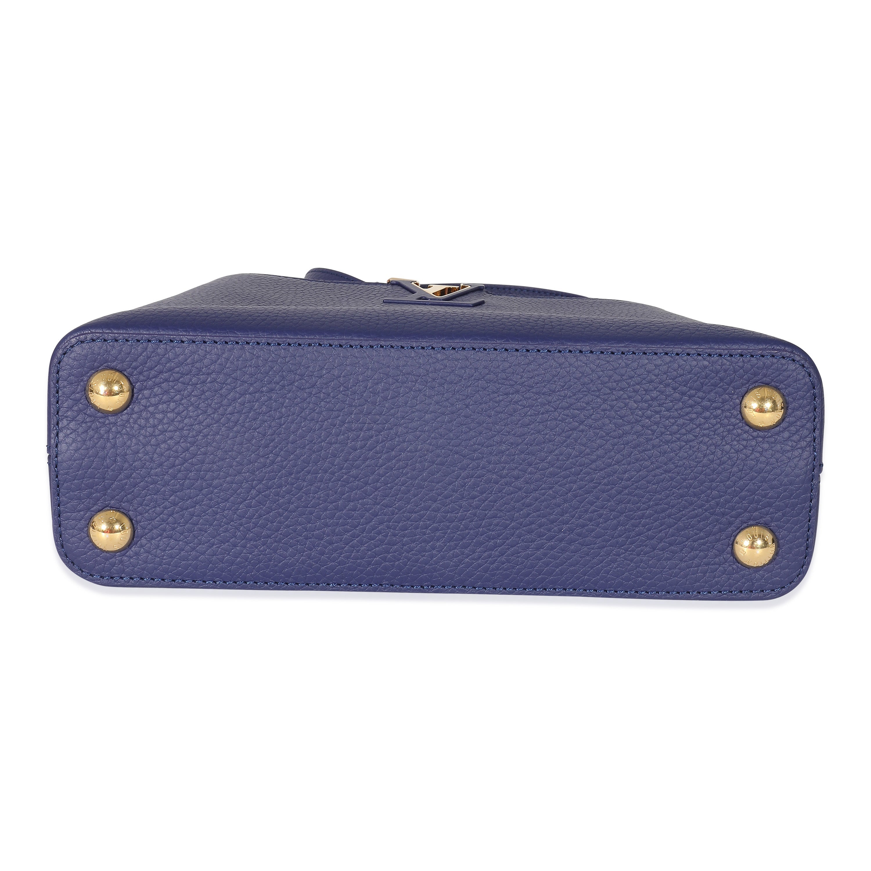 Louis Vuitton Louis Vuitton Taurillon Blue Tan Monogram Flowers Capucines BB