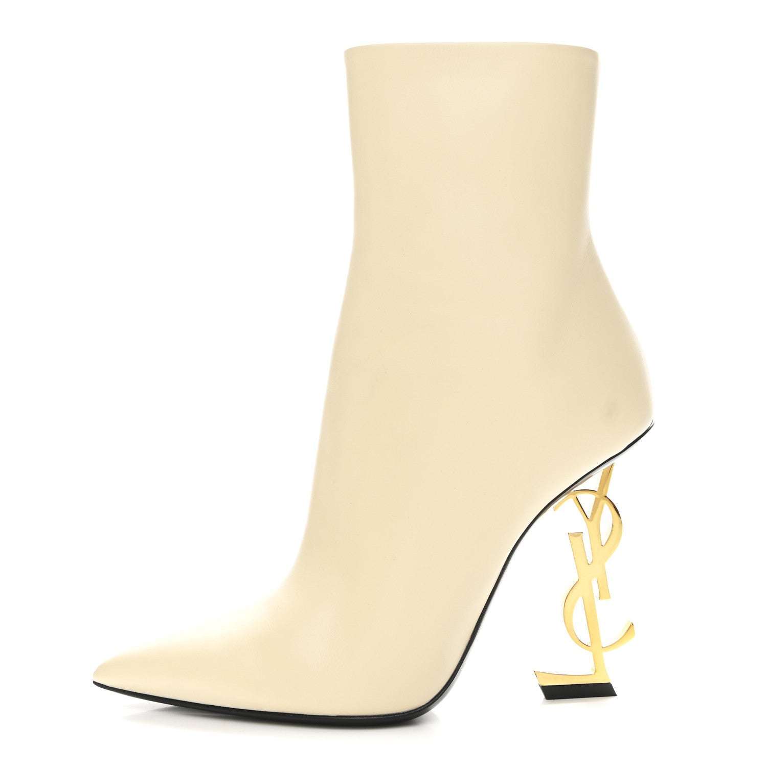 Saint Laurent Calfskin Opyum 110 Ankle Boots 38.5 Real Beige
