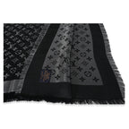 Louis Vuitton Louis Vuitton Black Silk Blend Monogram Shine Shawl