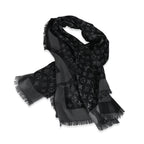 Louis Vuitton Louis Vuitton Black Silk Blend Monogram Shine Shawl