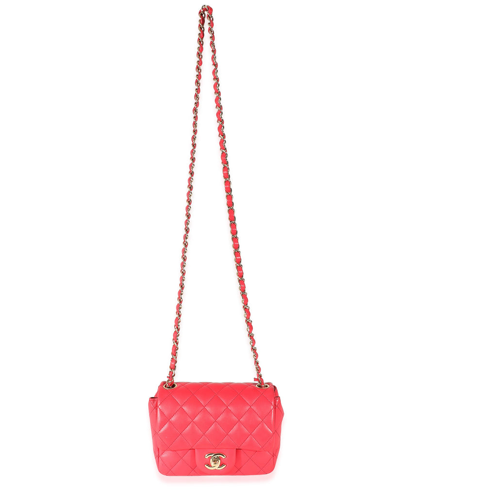 Chanel Dark Pink Quilted Lambskin Mini Square Flap Bag