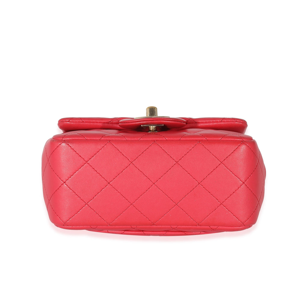 Chanel Dark Pink Quilted Lambskin Mini Square Flap Bag