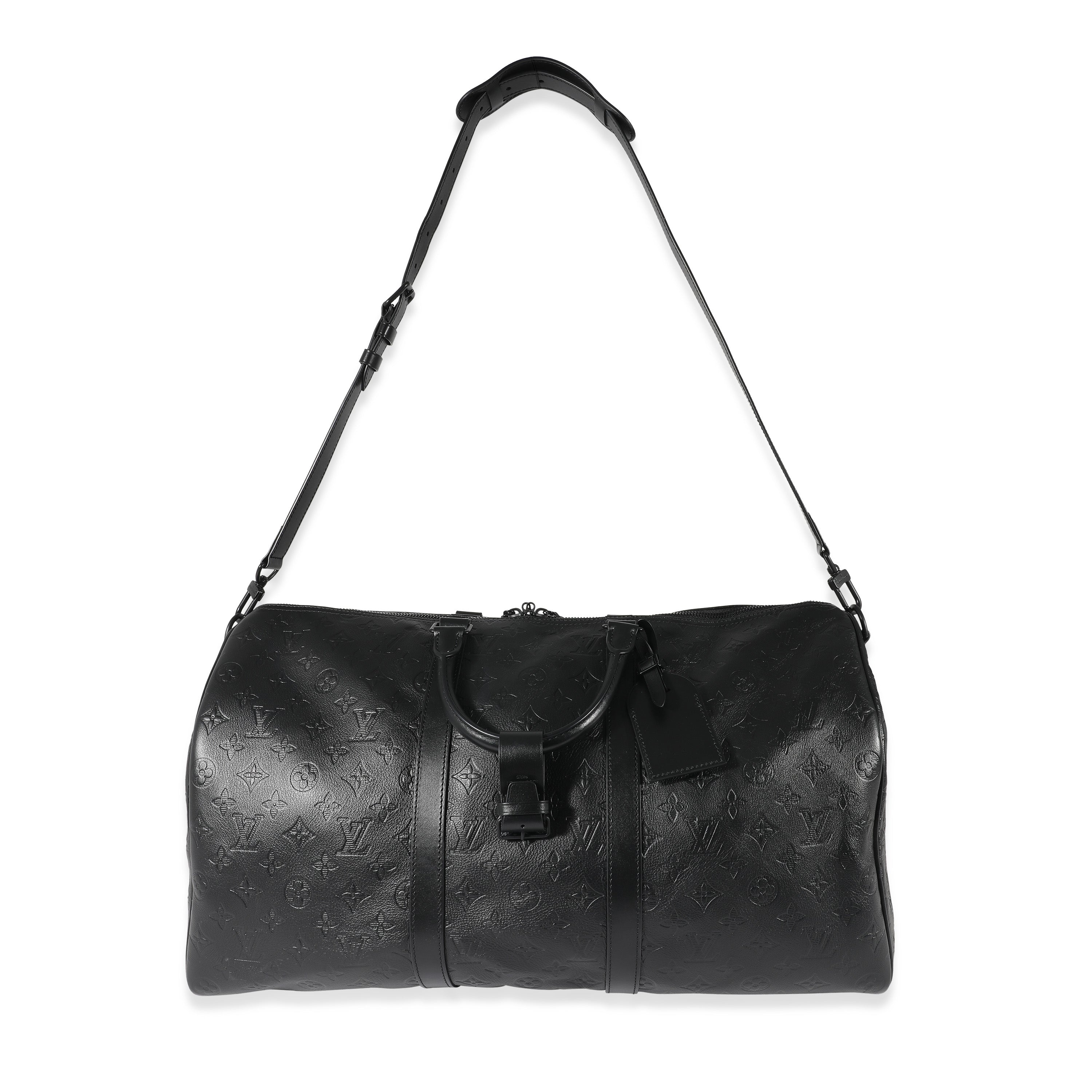 Louis Vuitton Louis Vuitton Black Monogram Shadow Keepall Bandoulière 50
