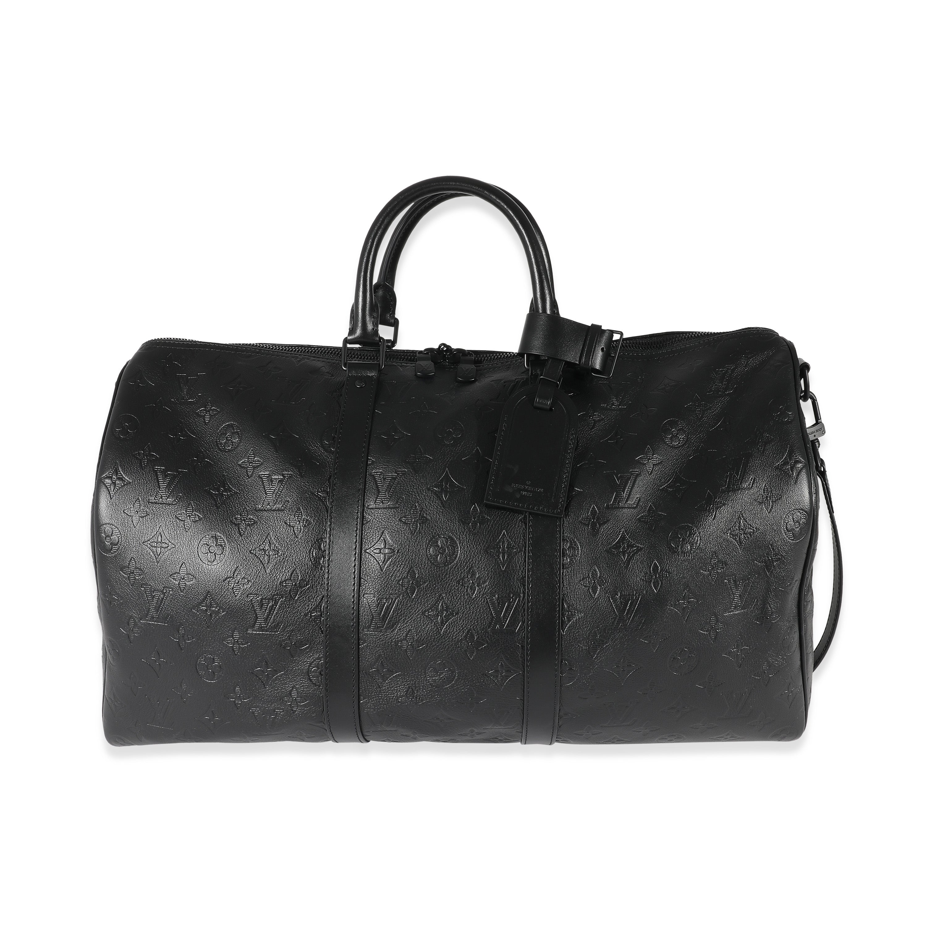 Louis Vuitton Louis Vuitton Black Monogram Shadow Keepall Bandoulière 50