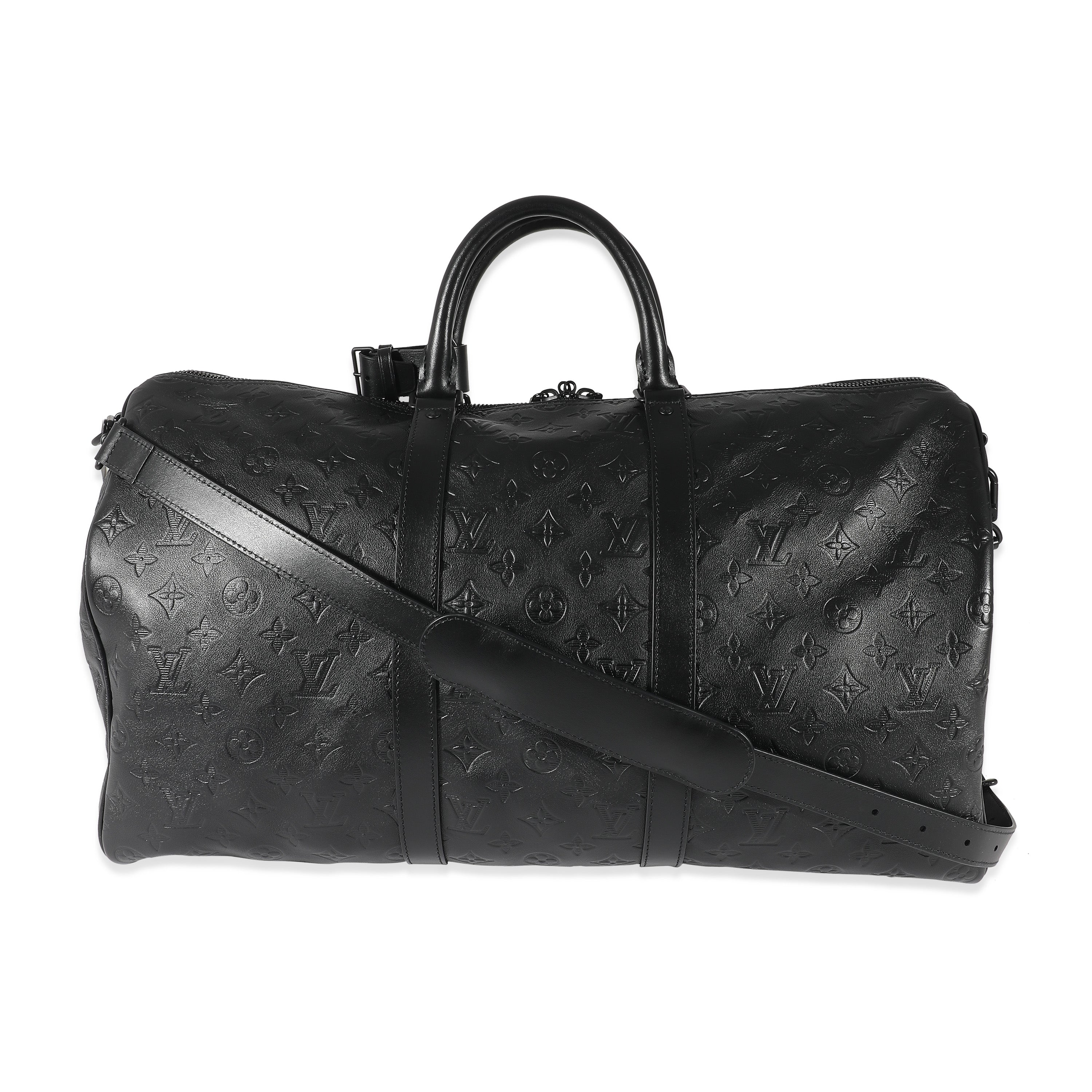 Louis Vuitton Louis Vuitton Black Monogram Shadow Keepall Bandoulière 50