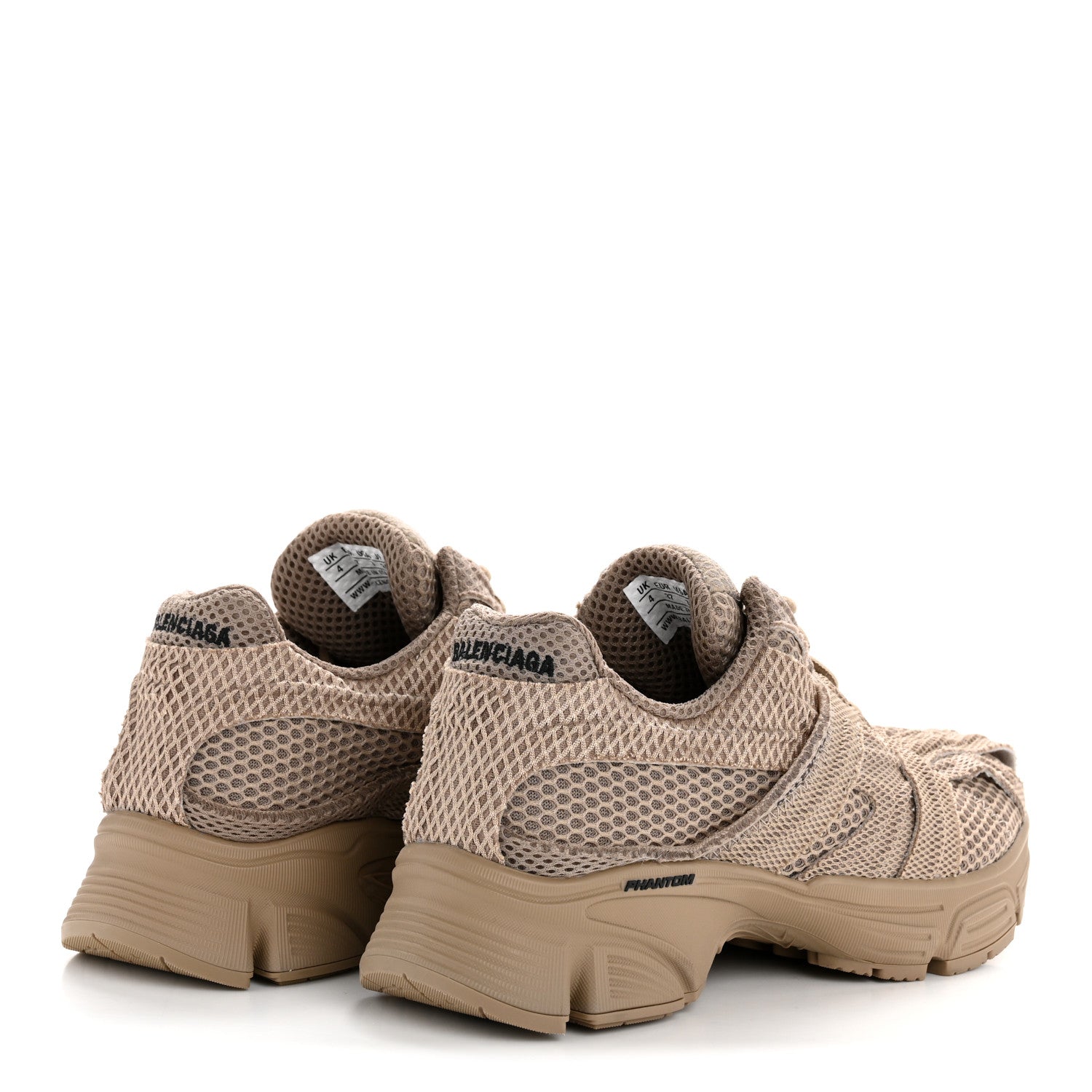 Balenciaga Fabric Mesh Womens Phantom Sneakers 37 Dark Beige