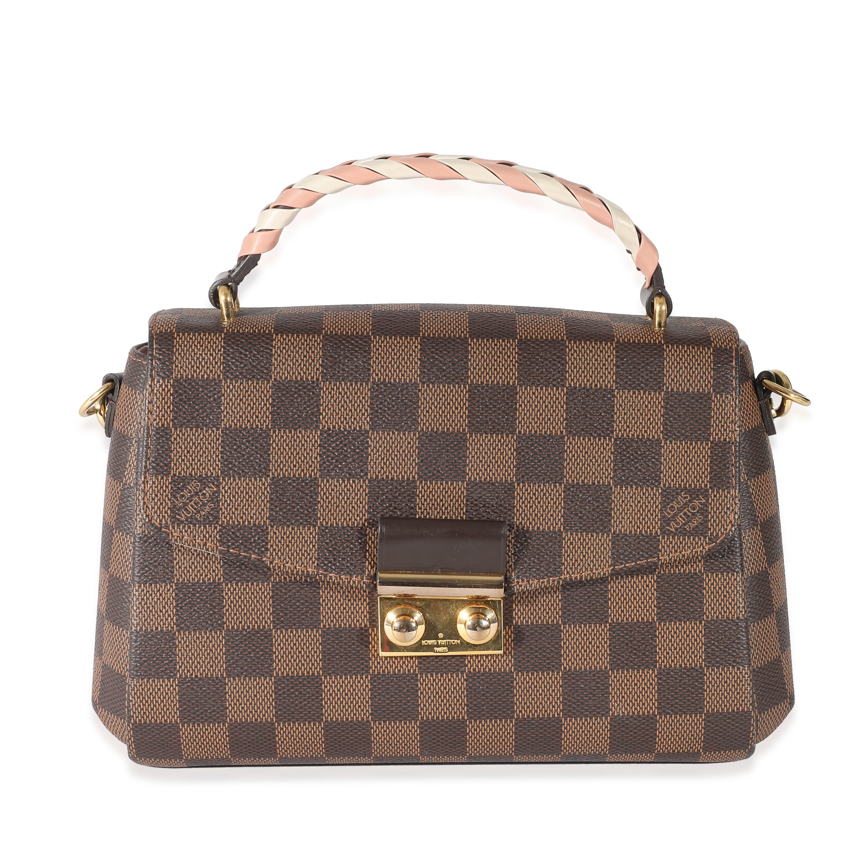 Louis Vuitton Louis Vuitton Cream Pink Damier Ebene Canvas Braided Croisette