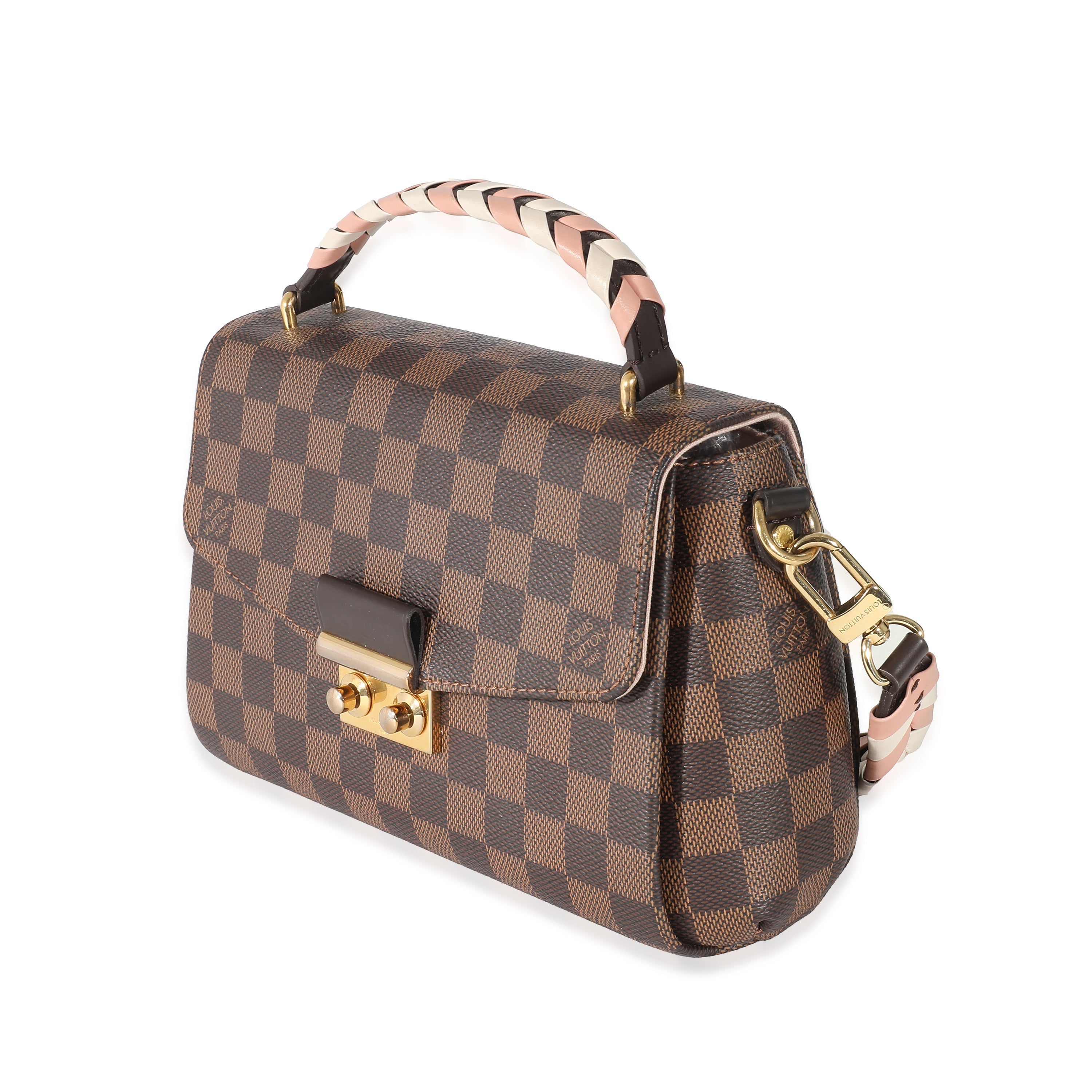 Louis Vuitton Louis Vuitton Cream Pink Damier Ebene Canvas Braided Croisette