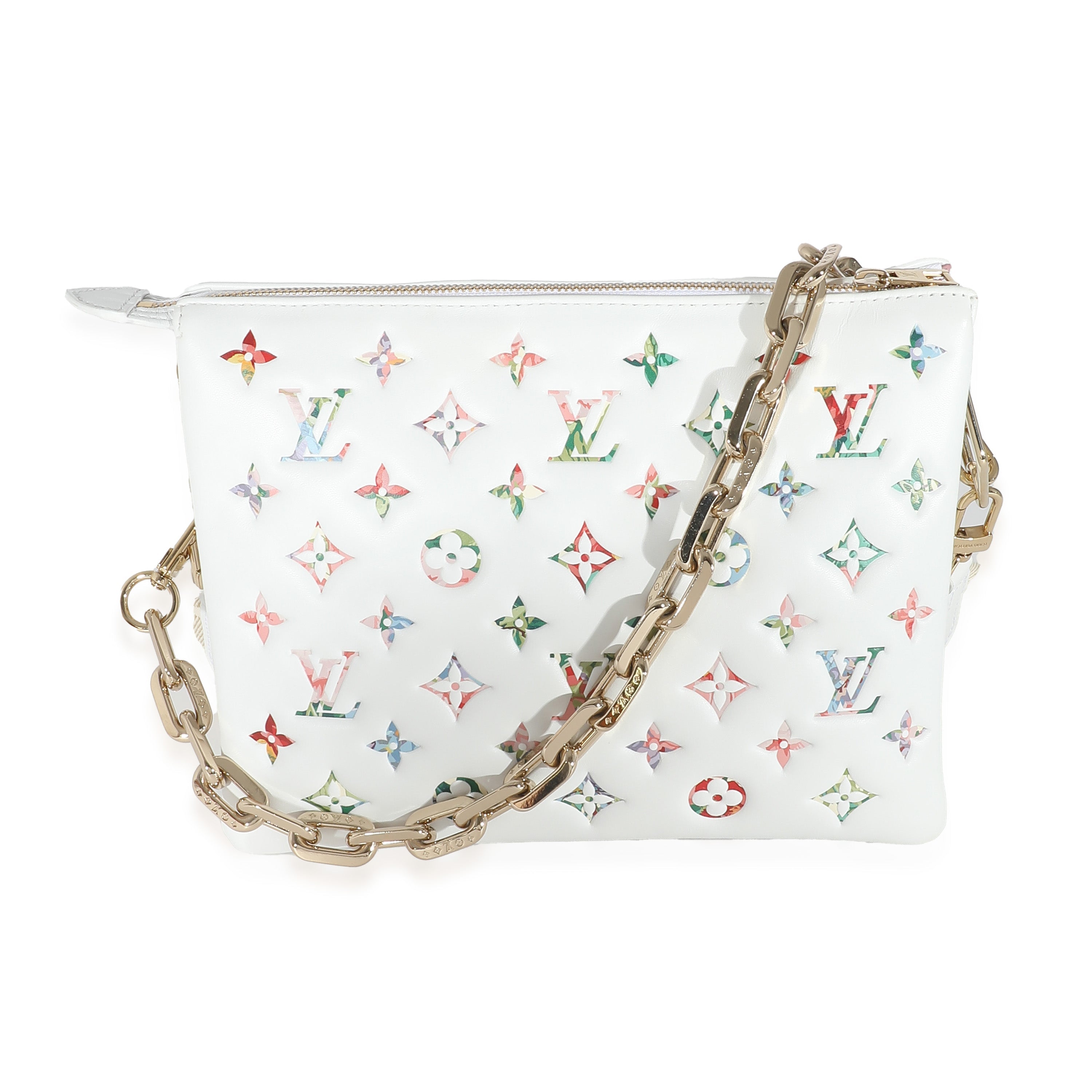 Louis Vuitton Louis Vuitton Cream Monogram Embossed Puffy Lambskin LV Garden Coussin PM