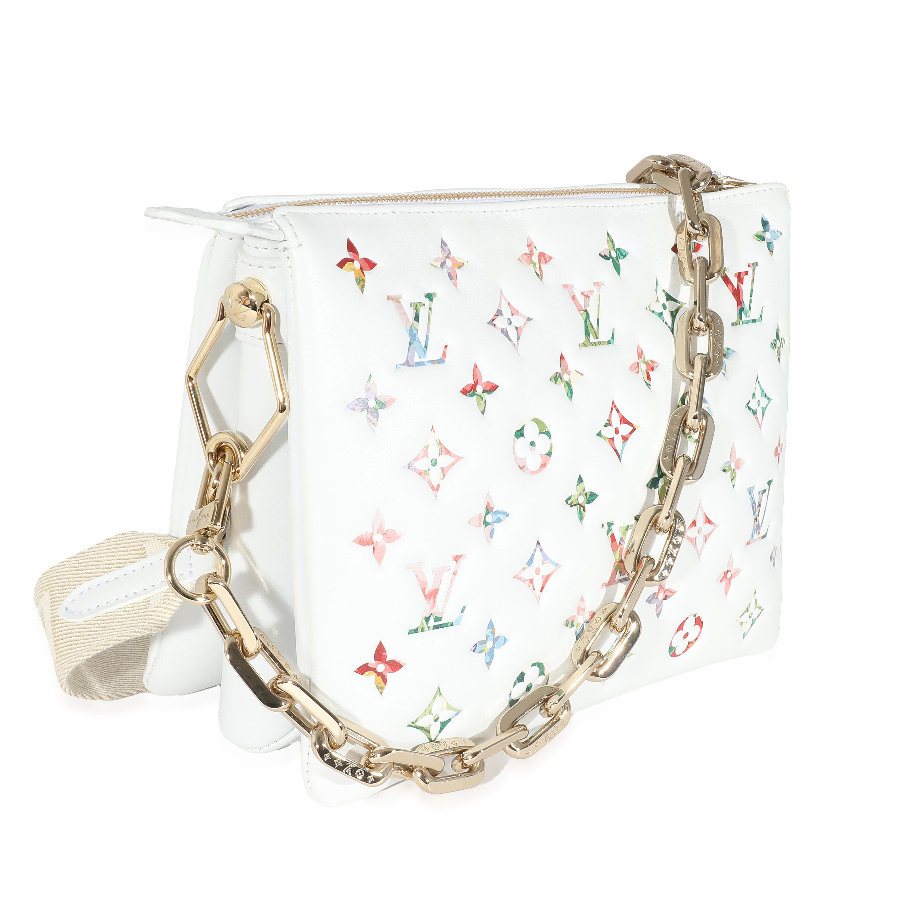 Louis Vuitton Louis Vuitton Cream Monogram Embossed Puffy Lambskin LV Garden Coussin PM
