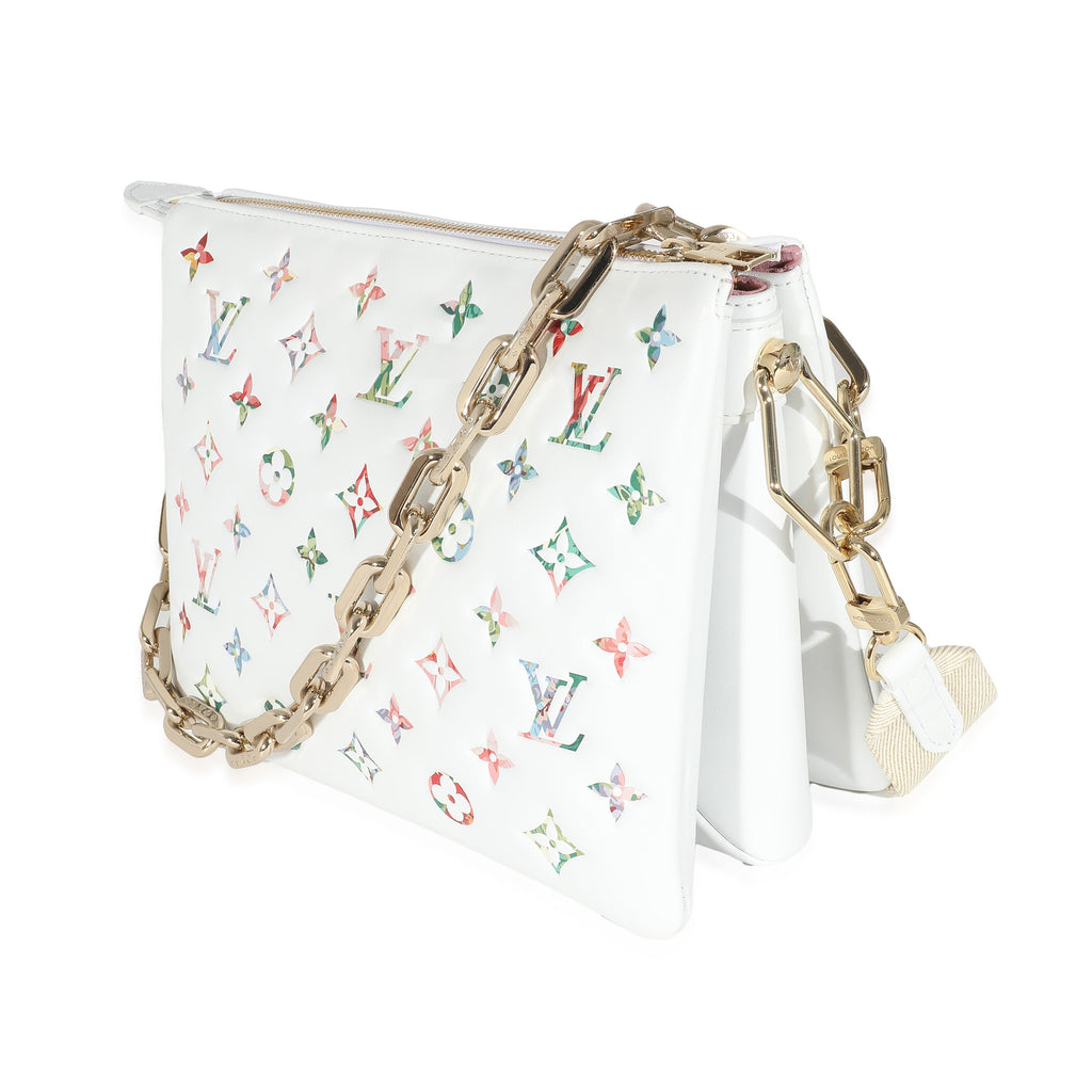 Louis Vuitton Louis Vuitton Cream Monogram Embossed Puffy Lambskin LV Garden Coussin PM