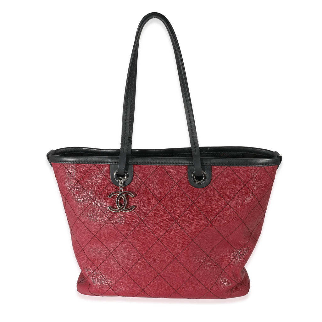 Chanel Burgundy Quilted Caviar Fever Tote