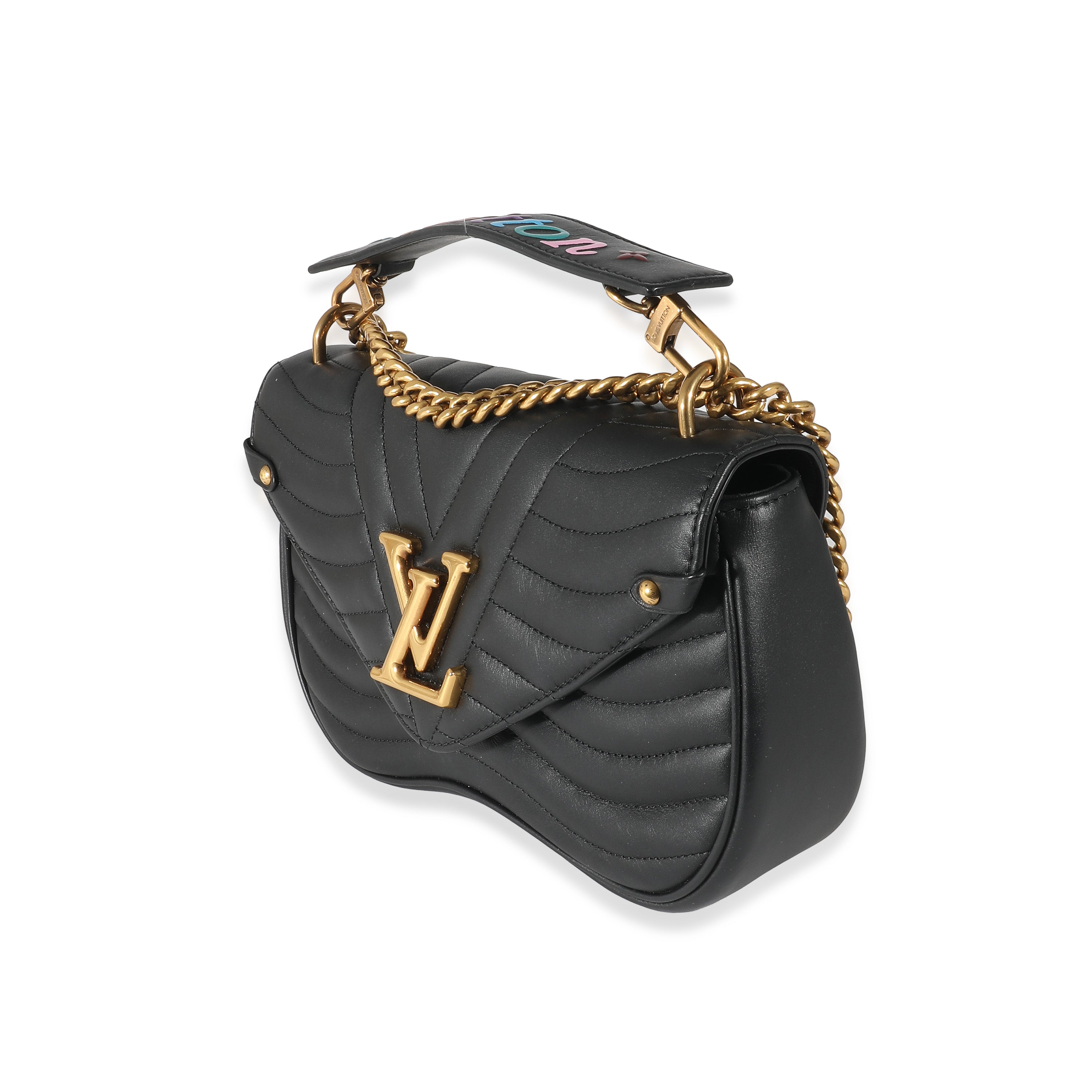 Louis Vuitton Louis Vuitton Black Quilted Leather New Wave Chain
