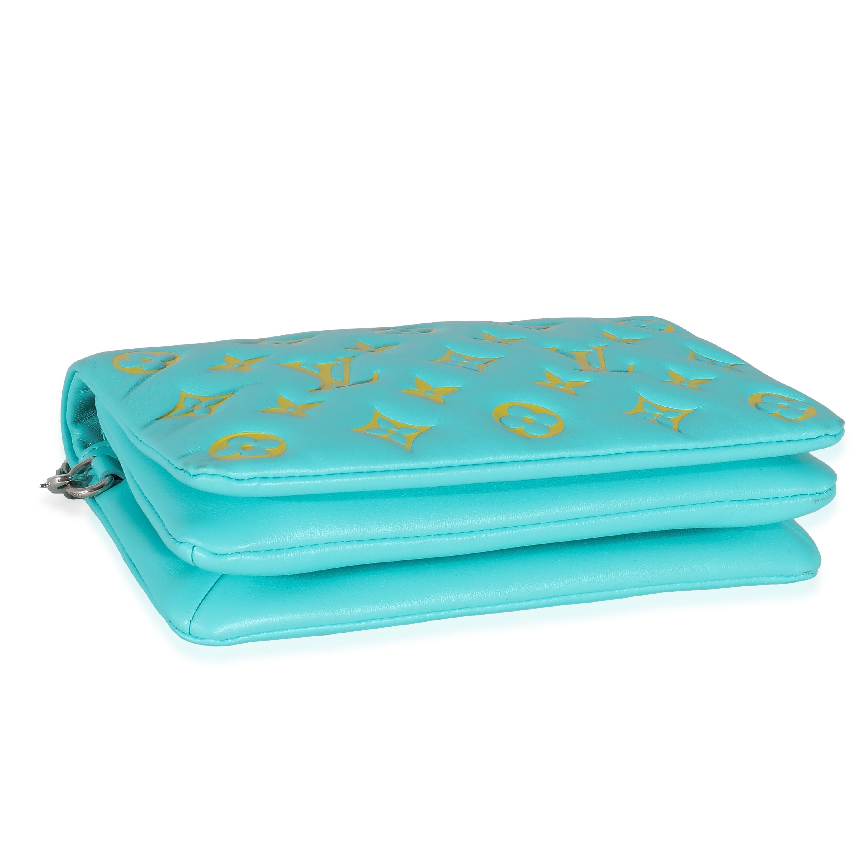 Louis Vuitton Menthe Jaune Monogram Embossed Lambskin Pochette Coussin