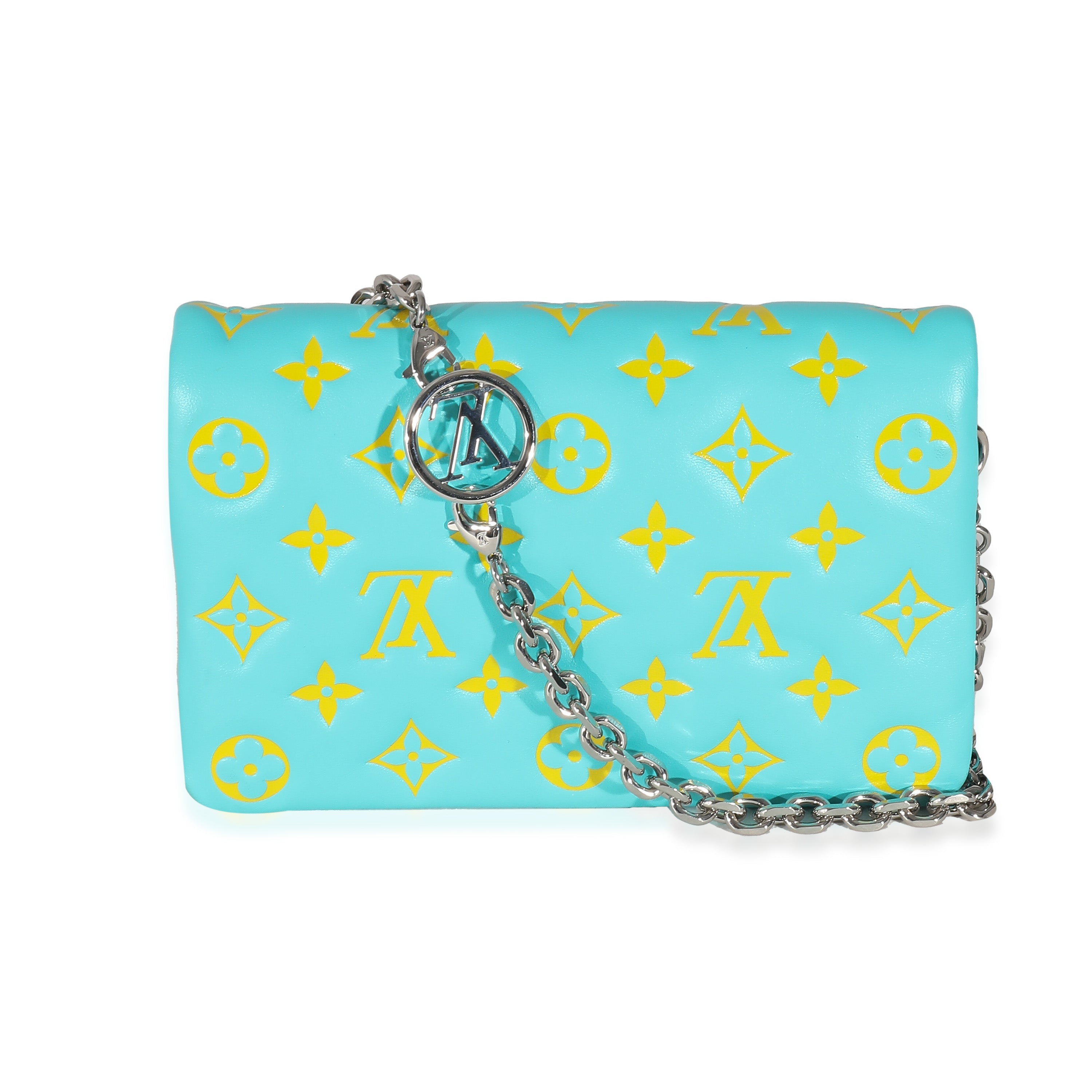 Louis Vuitton Menthe Jaune Monogram Embossed Lambskin Pochette Coussin