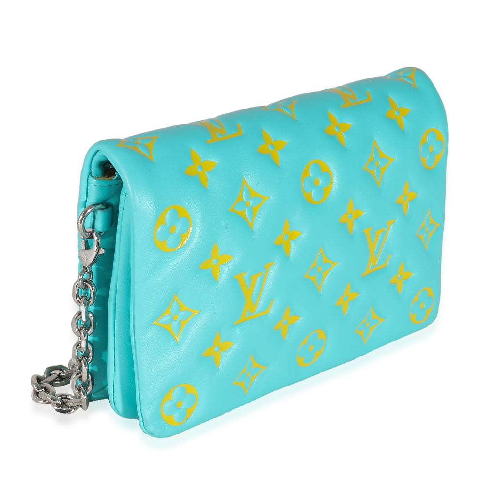 Louis Vuitton Menthe Jaune Monogram Embossed Lambskin Pochette Coussin