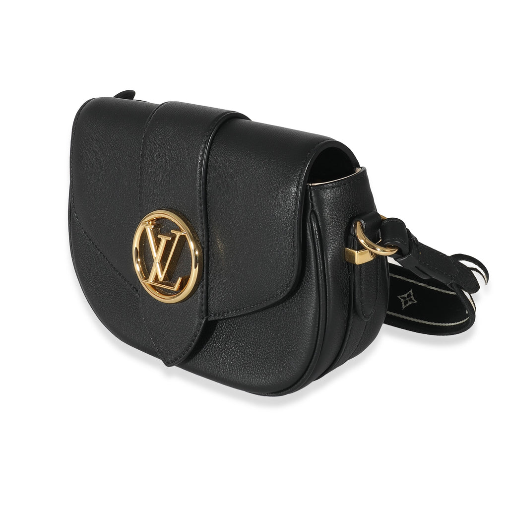 Louis Vuitton Louis Vuitton Black Grained Calfskin LV Pont 9 Soft MM