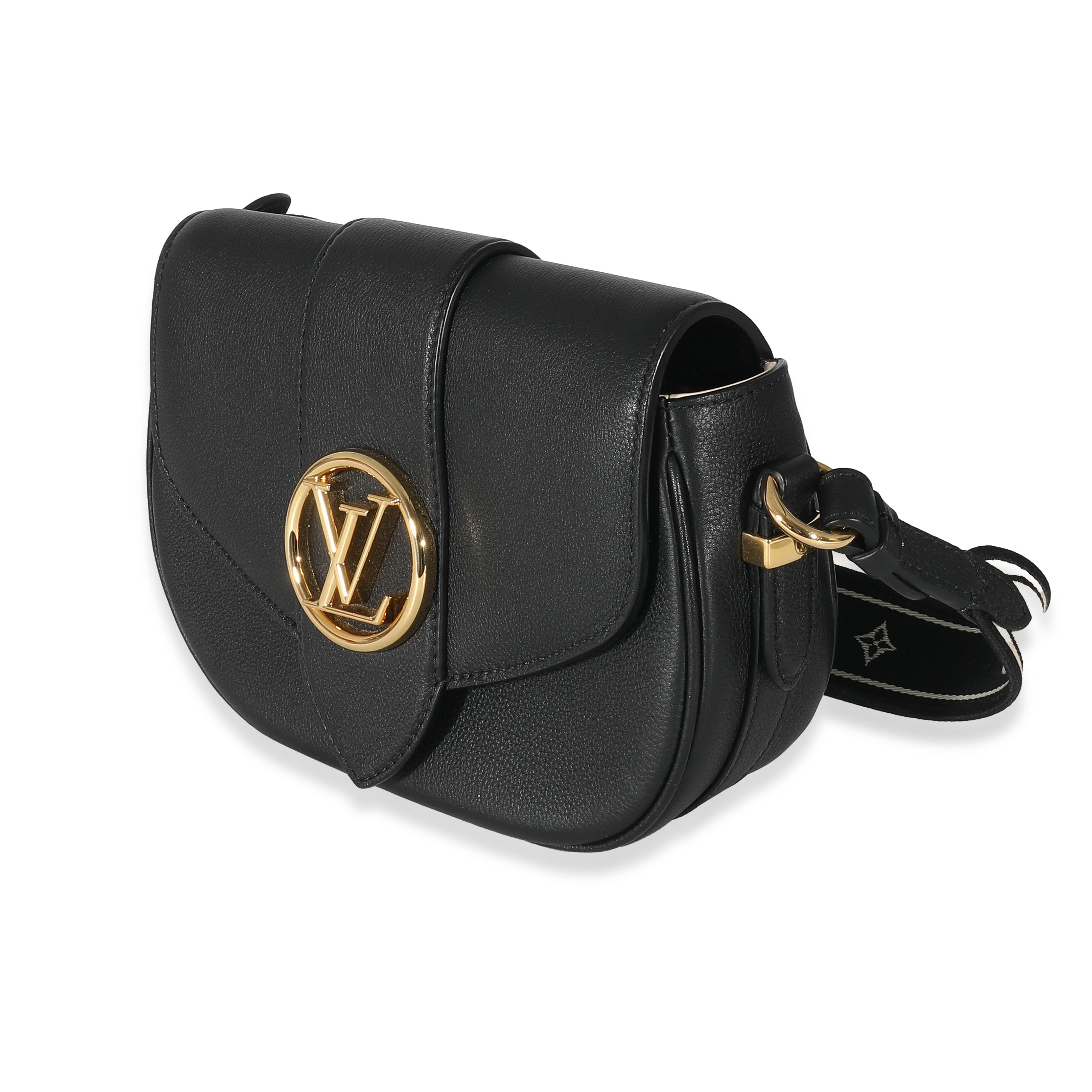 Louis Vuitton Louis Vuitton Black Grained Calfskin LV Pont 9 Soft MM