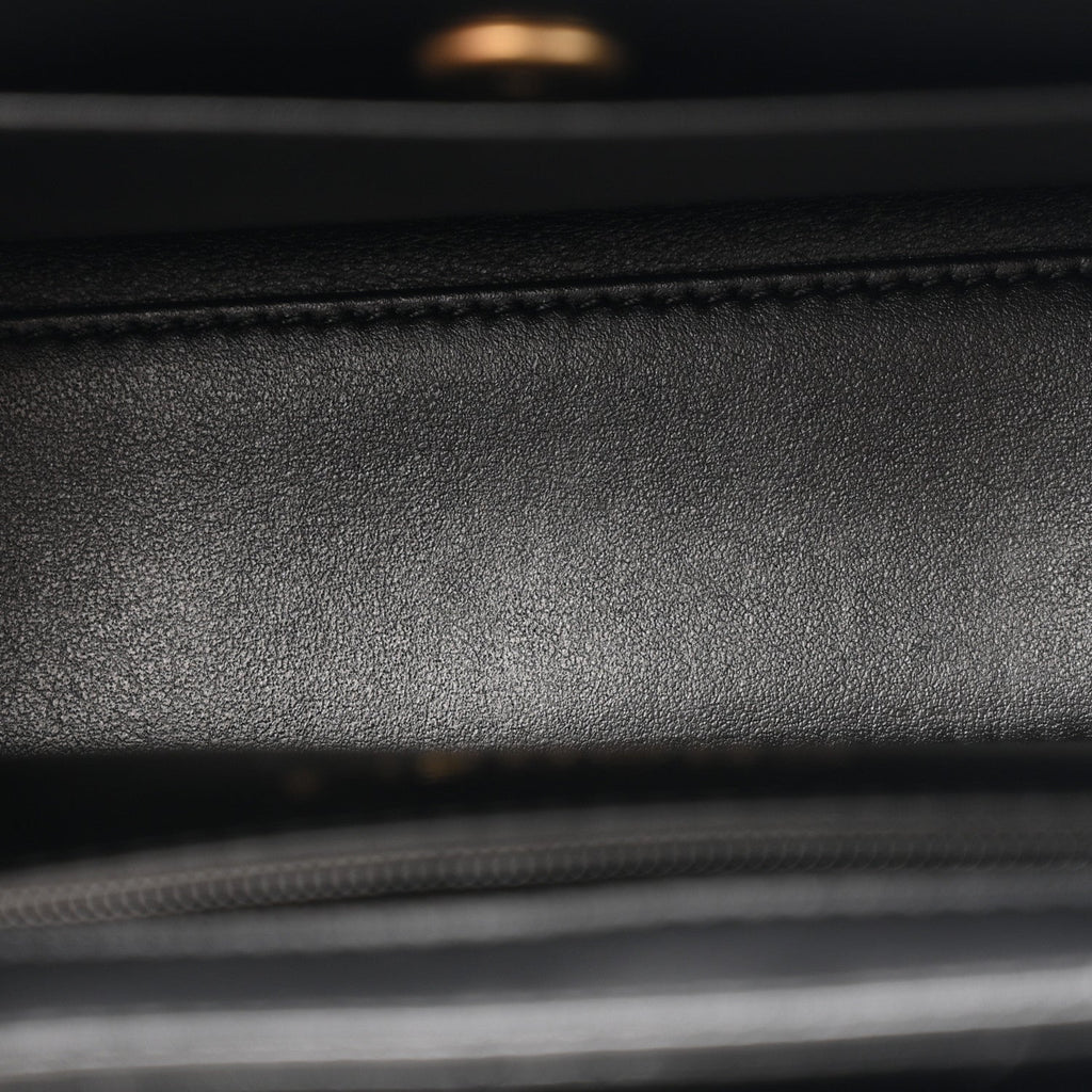 Chanel Shiny Aged Calfskin Quilted Nano Kelly Shopper Black