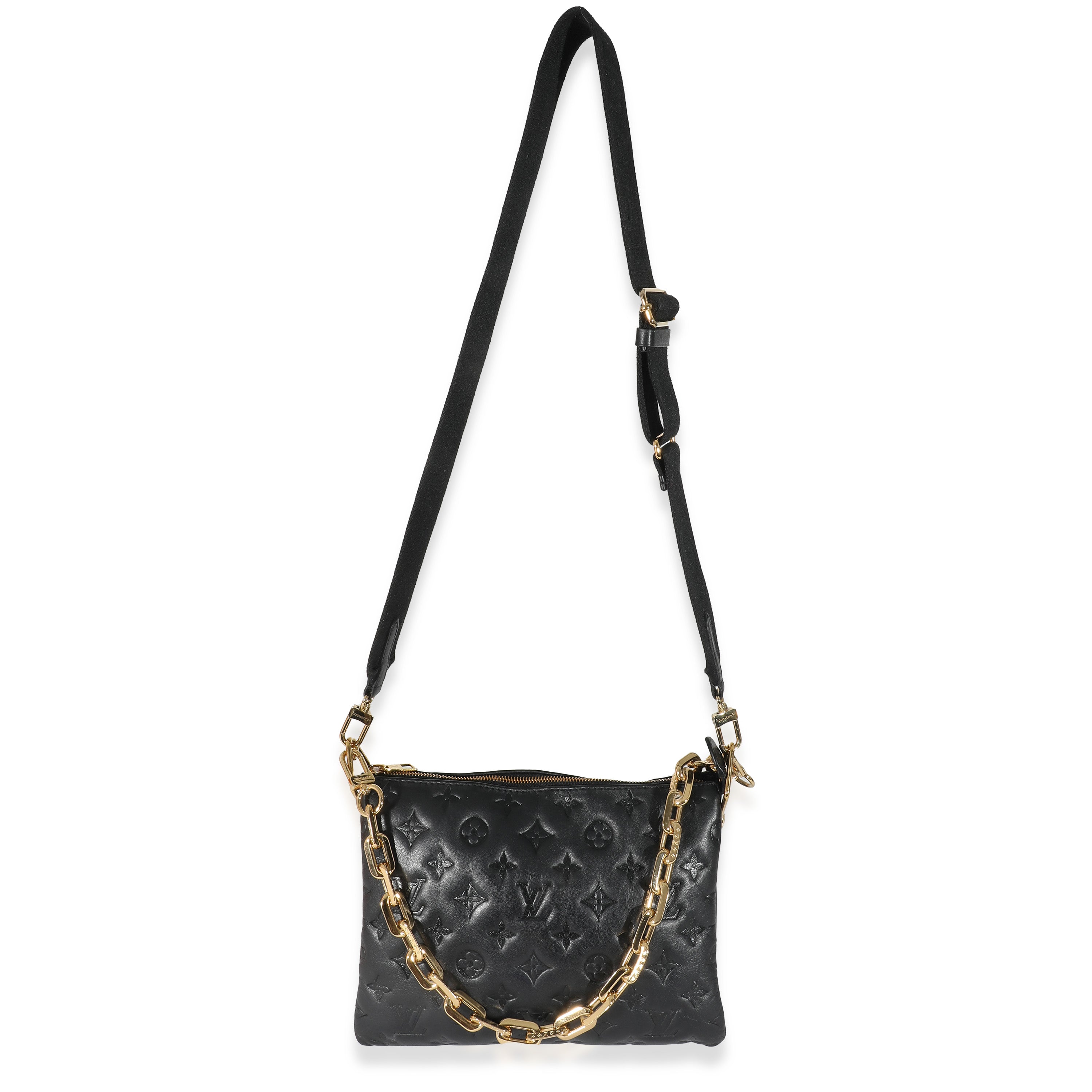 Louis Vuitton Louis Vuitton Black Monogram Embossed Puffy Lambskin Coussin PM