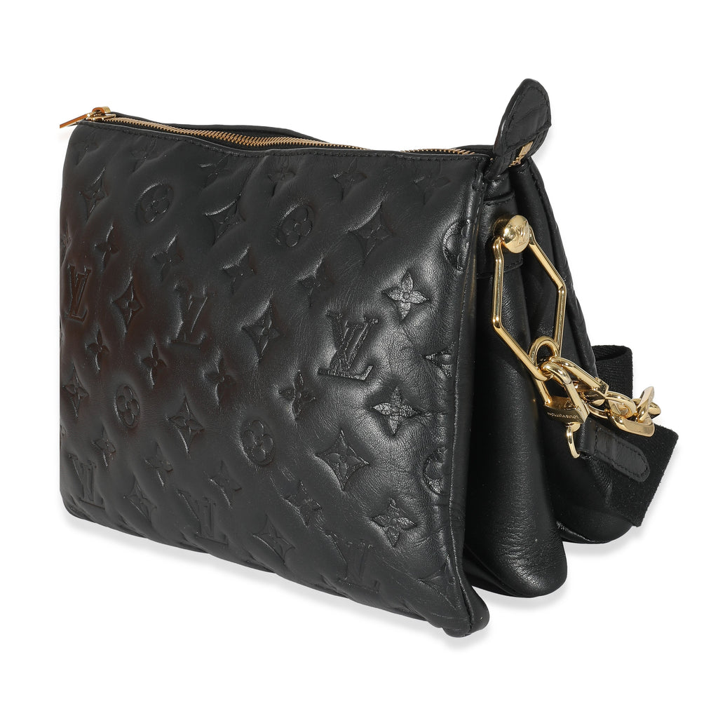 Louis Vuitton Louis Vuitton Black Monogram Embossed Puffy Lambskin Coussin PM